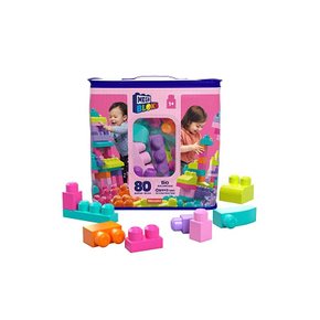 메가블록 MEGA BLOKS 한 살 때부터 듬뿍 80개 블록팩 핑크 1살~ DCH62