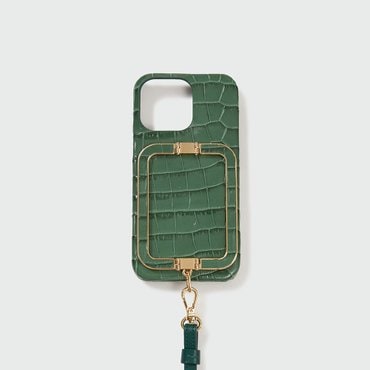 EENK Phone Case with Leather Strap - Croco Green