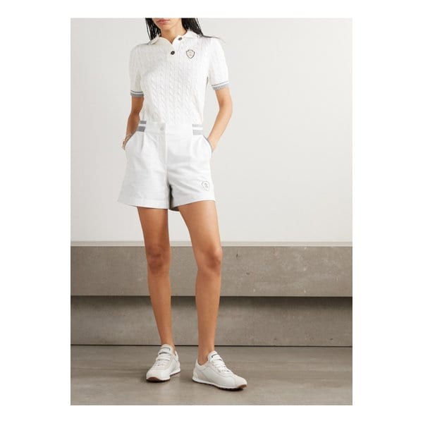 브루넬로쿠치넬리 자수 스트레치 코튼 저지 테니스 쇼츠 화이트 1647597355286034