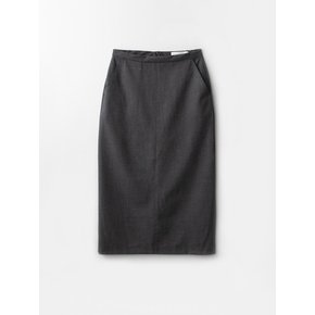 Wool stitch midi skirt (Dark grey)