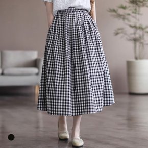밴딩플레어체크스커트_HB6SSK007C