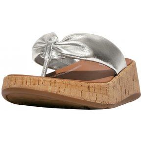 [피트 플롭] 샌들 F-MODE LEATHER-TWIST FLATFORM TOE-THONGS (CORK) 레이디스 Silver 24.0 cm