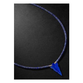 Gold, Lapis Lazuli and Diamond Beaded Necklace