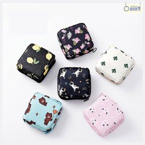 대용량 사각 파우치 6종 12cm 지퍼 소품 화장품 수납 패턴 파우치