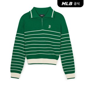 [코리아공식] 여성 바시티 스트라이프 반집업 스웨터 BOS (Green)