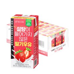 빙그레 설탕이 들어가지 않은 딸기우유 190ml 24팩