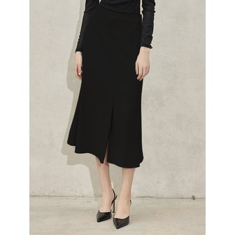 히이크 Slit Flare Midi Skirt_Black