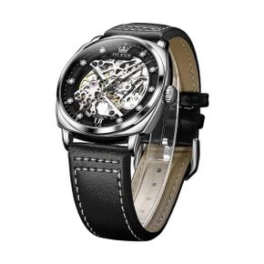 독일 베르사체 남성 가죽시계 OLEVS Mens Automatic 워치 Designer Skeleton Self Winding Mecha