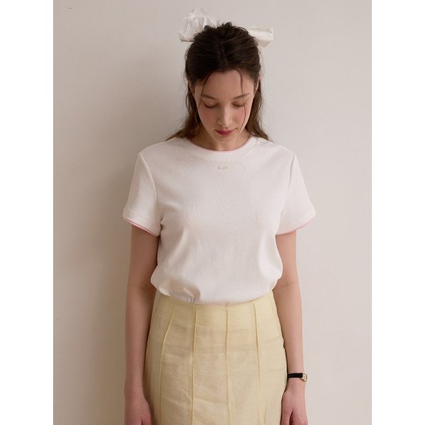 Ribbed layered t shirt - White