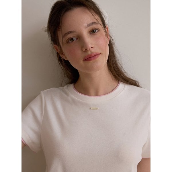 Ribbed layered t shirt - White