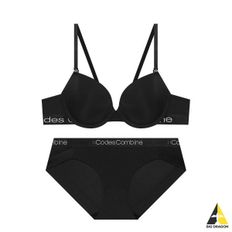 CODES COMBINE 코데즈 컴바인 INNERWEAR 베이직 퓨징 로고아웃밴드 브라 팬티 세트_블랙