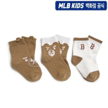 MLB키즈 25SS[KIDS] (백화점 공식) 25N 모노베어 토들러 양말 3번들 세트 7ASOC035N -432BGS
