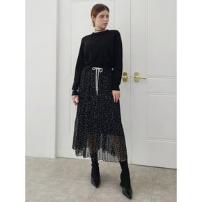 니트&도트쉬폰 플리츠원피스-블랙 Knit & Dots chiffon pleats dress