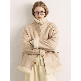 얀13 REVERSIBLE SHEARLING MOUTON COAT_OATMEAL