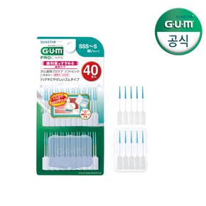 GUM 검 치과 휴대 1회용 치간칫솔 부드러운 소프트픽 S(40p)