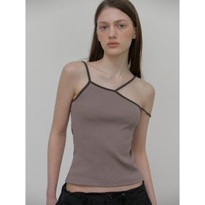 Unbalanced Strap Sleeveless Top, Charcoal Brown