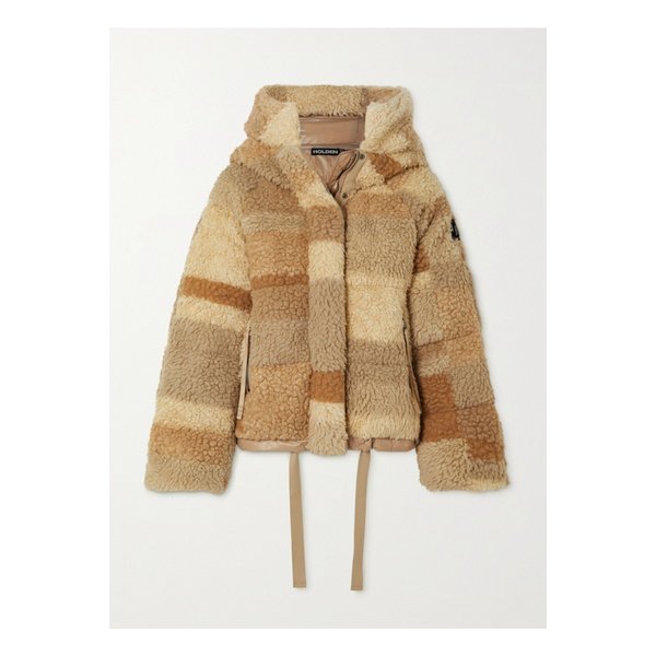 홀덴 후드 퀼팅 컬러 블록 플리스 다운 재킷 브라운 43769801098503543