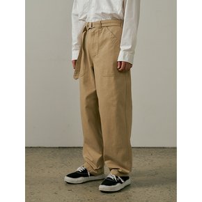 Belted wide pants (beige)