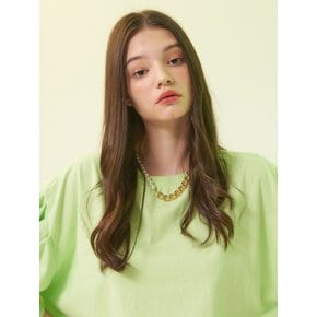 [리퍼브]planet-136 tuck puff sleeve crop tee_green