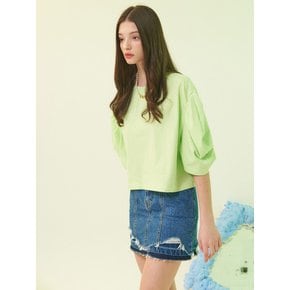 [리퍼브]planet-136 tuck puff sleeve crop tee_green