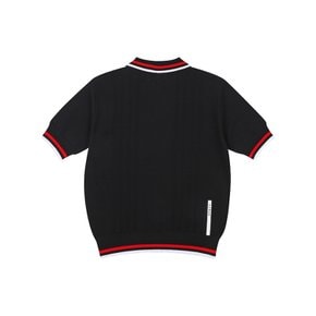 [온오프골프웨어] 여성 삼색포인트 오버핏 반팔 스웨터 OF2723LA_BLACK