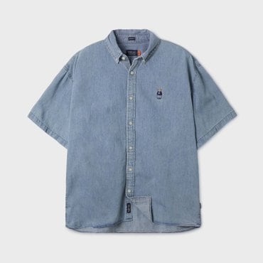 후아유 Steve Denim Short Sleeve Shirts  WHYJF2512U