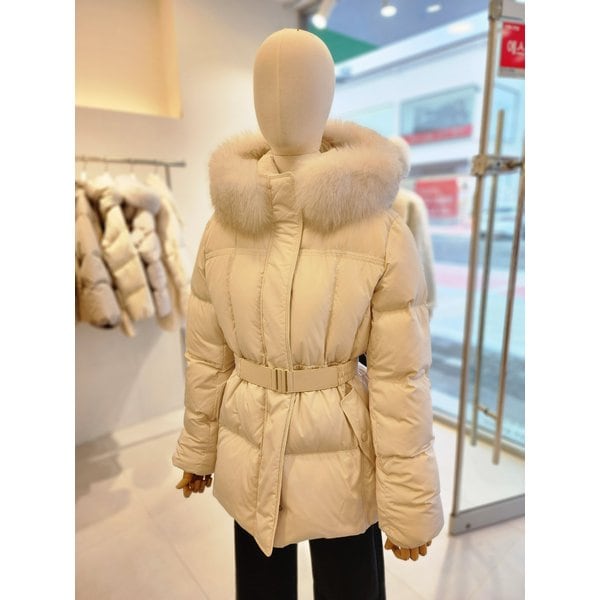 [여주점] [JJ 지고트] 여성 벨티드 탈착 폭스 퍼 덕다운 점퍼 GRBM2PD931