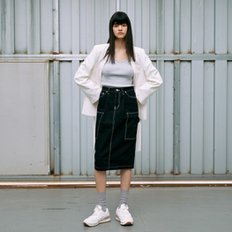 / 스티치 H라인 뒷트임 스커트 Borea Skirt_BLACK