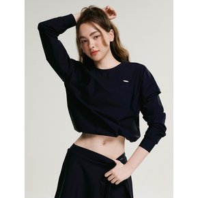 에어파스텔 스트링 상의 루즈핏 여성 롱슬리브 블랙
