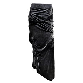 metal warp turn skirt - silver black