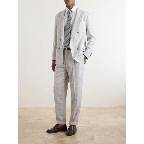 브루넬로쿠치넬리 플리츠 체크 울 블렌드 수트 팬츠 46376663163118557