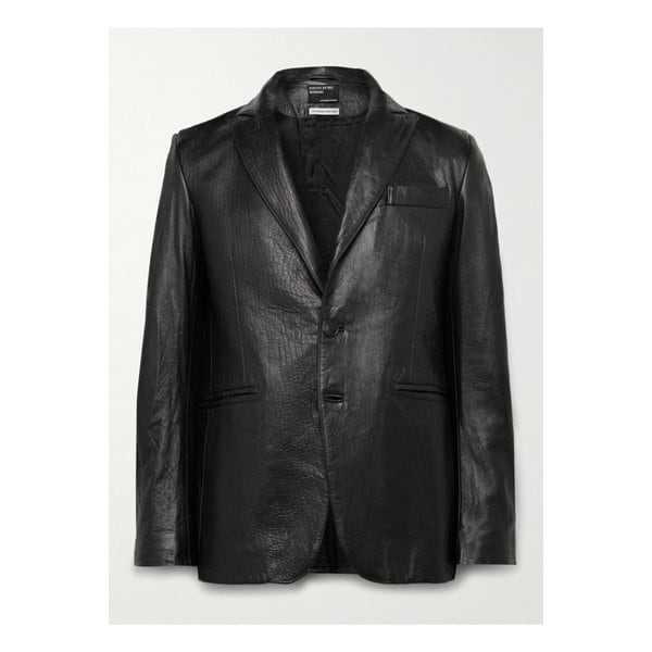 슬림핏 크링클 가죽 블레이저 블랙 1647597344492278