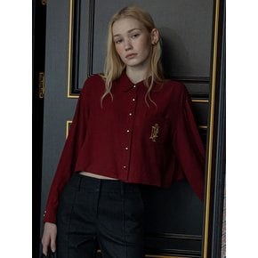 DRESSY CROP FRENCH BLOUSE WINE