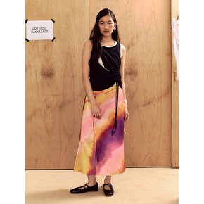 lotsyou_Rainbow Sherbet Satin skirt Orange