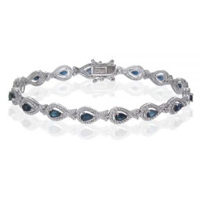 5385348 Vir Jewels 3.60 cttw Classic Pear Shape Blue Sapphire Bracelet Brass with Rhodium