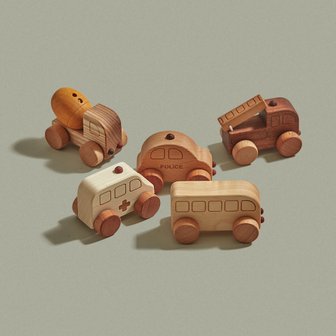 숲소리 장난감자동차-미니카5종세트 원목 장난감