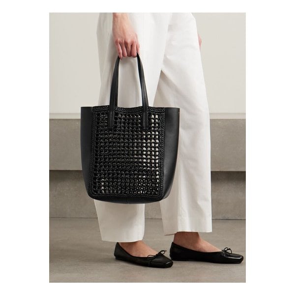 케이트 조이 스몰 가죽 라피아 토트 블랙 46376663162843083