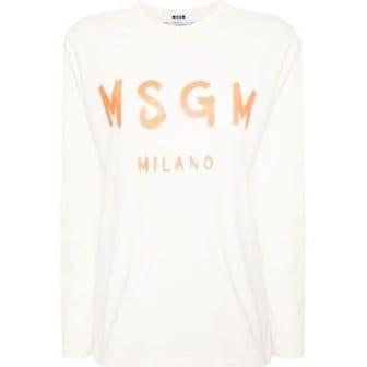 MSGM 엠에스지엠 브러쉬드 로고 긴팔 티셔츠 3641MDM511 247002 02 여성 라운드