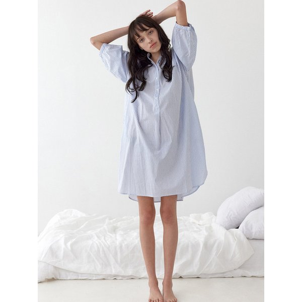 코지 스트라이프 원피스 잠옷