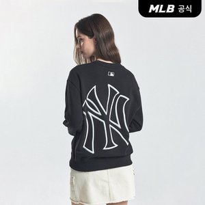 MLB [코리아공식] 베이직 메가로고 오버핏 맨투맨 NY (Black)