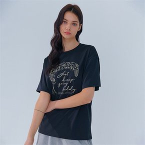 PALM TREE PRINT T-SHIRT BLACK