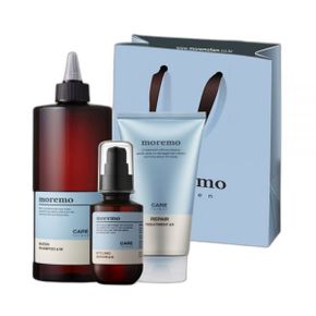 MOREMO FOR MEN 헤어케어 3종 세트 (워터 샴푸 W+ 스타일링 세럼+리페어 트리트먼트 R+포맨 쇼핑백)