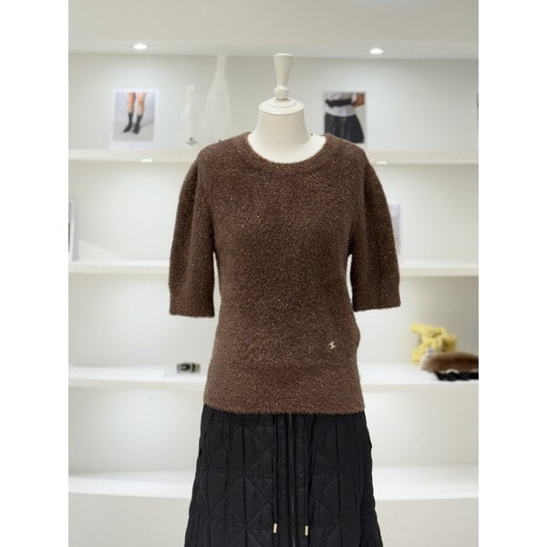 [여주점] 여성 라운드 펄 퍼프 소매 니트 (L254KSK035)