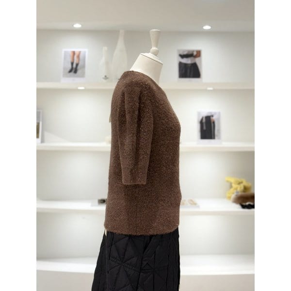 [여주점] 여성 라운드 펄 퍼프 소매 니트 (L254KSK035)