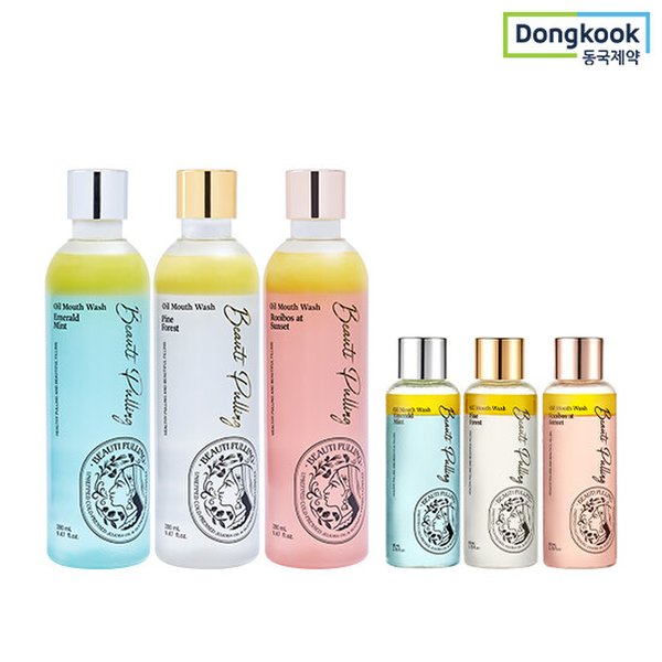 동국제약 뷰티풀링 오일가글 280ml 3개 + 80ml 3개 (민트/파인/루이보스/혼합형)