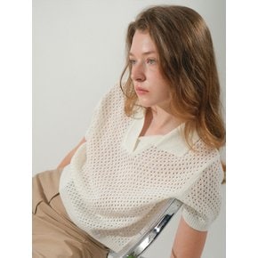 Summer Punching Collar Knit (White)