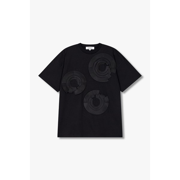 스파이럴 패치 코튼 티셔츠 (블랙) EN15108008000