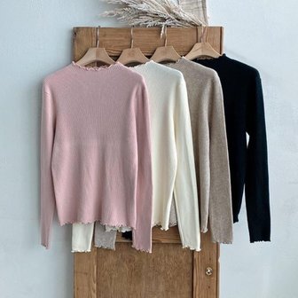  [옷자락] 여자 겨울 소프트 모달 하프넥 반목 굴림 골지 니트