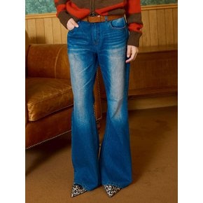 BOOT-CUT DENIM PANTS / dark blue