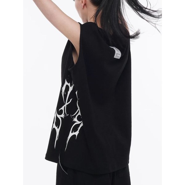 썬더 로고 남녀공용 나시 블랙